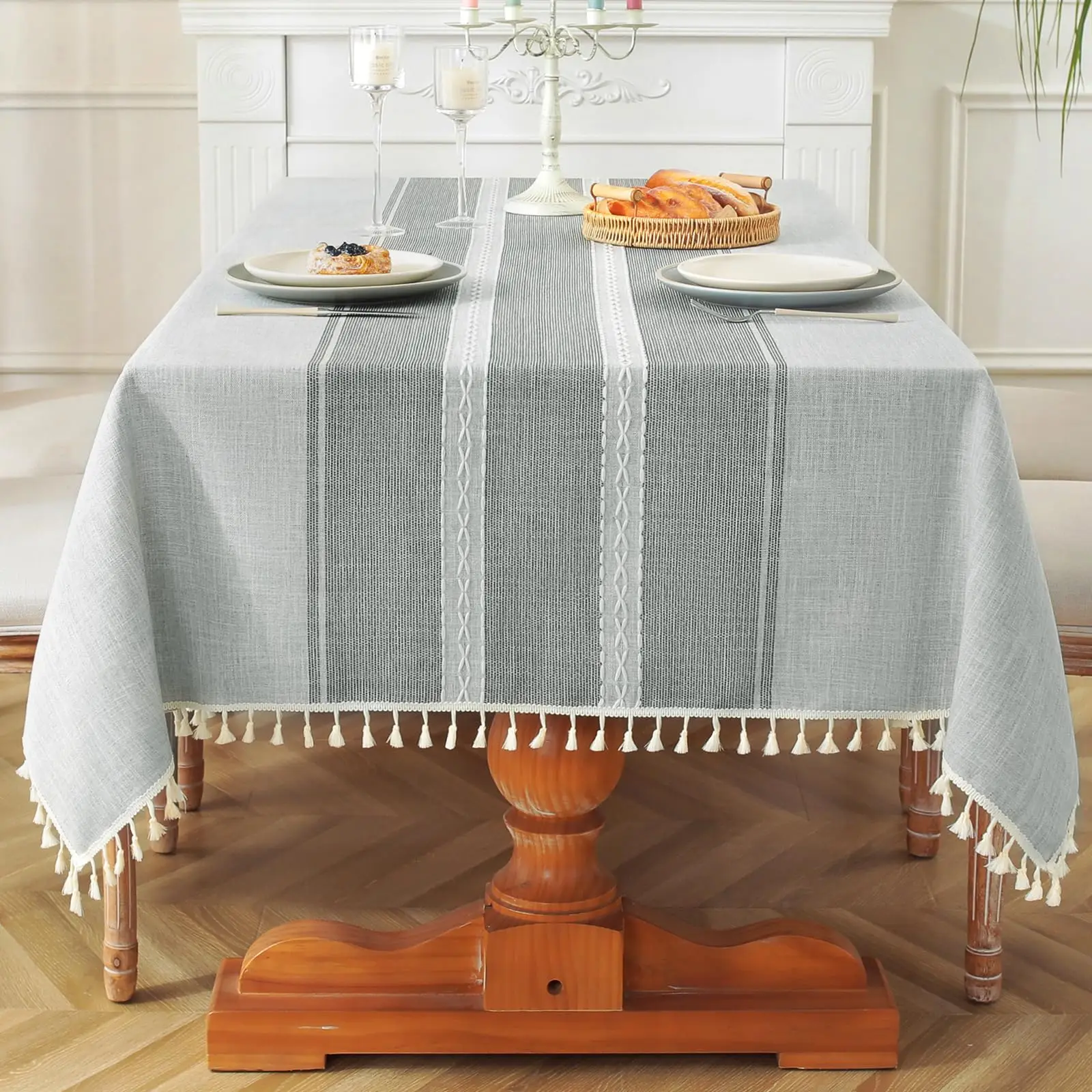 

Waterproof Cotton Linen Tablecloth for Dining Table, Rustic Farmhouse Kitchen Rectangle Table Cloth, Coffee Table Cover