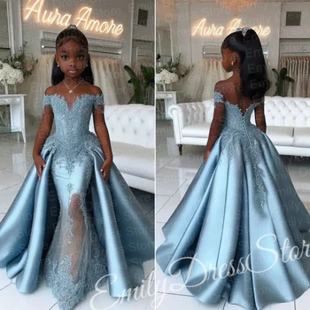 Robe à fleurs bleu ciel personnalisée pour filles, pour mari...