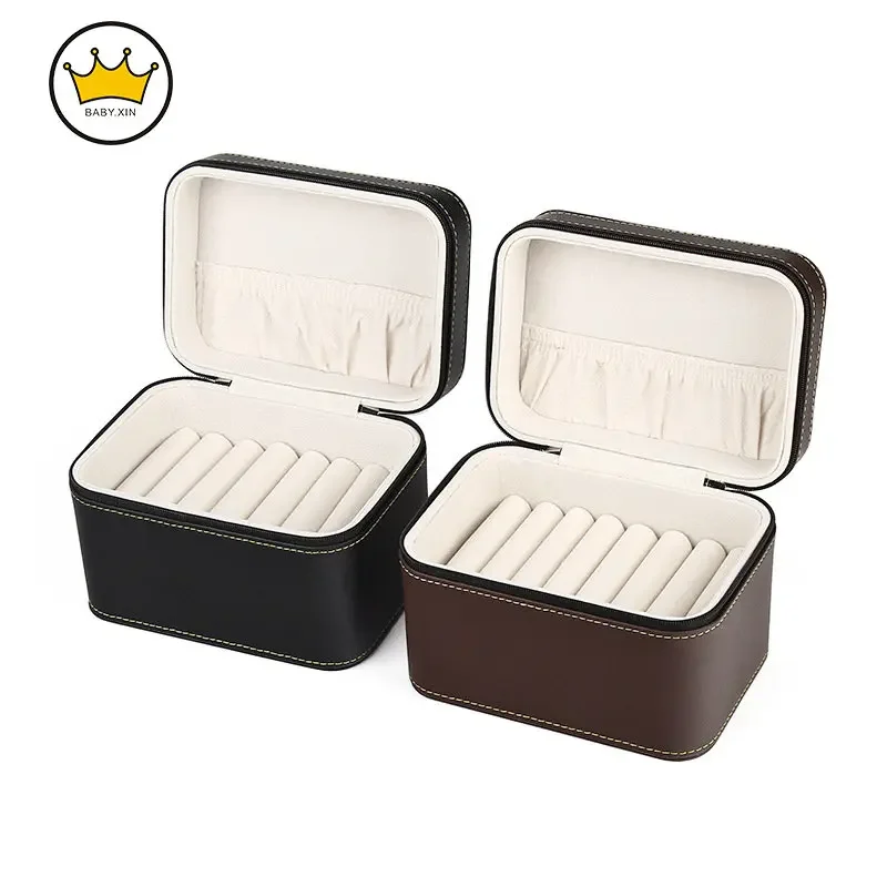 Portable New Leather Bangle Jewelry Storage Box Display Box Jade Bracelet 7 Slots Box Manufacturers Printed Logo