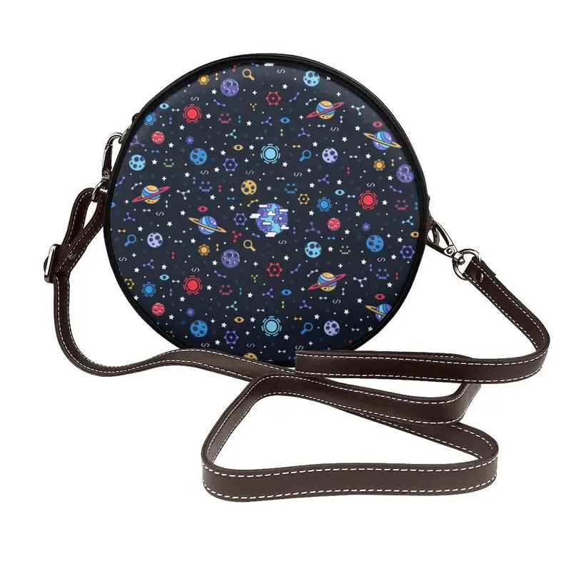 Starry universe Single shoulder bag Fashion Pu leather single shoulder round bag women's luxury large capacity crossbody purse