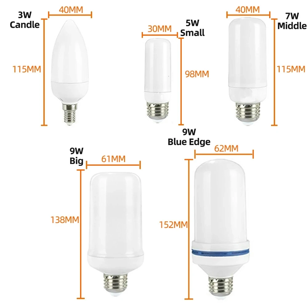 E27 Flame Bulb LED Dynamic Flame Effect Fire Light Bulbs Corn Bulb Creative Flickering Emulation Decor LED Lamp Lighting Lamp