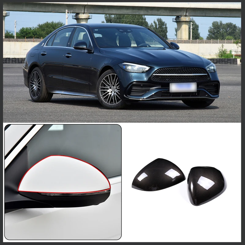 For 2022 Mercedes-Benz C-Class W206 S-Class W223 ABS Carbon Fiber Car Modeling Car Rearview Mirror Cover Sticker Auto Parts