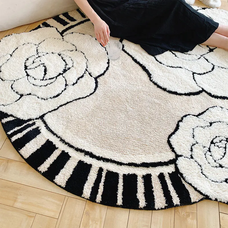 Tufting Carpet For Living Room Creative Flower Shape Soft Fluffy Carpets Bedroom Bathroom Anti-Slip Rugs Mat Decorative Doormat