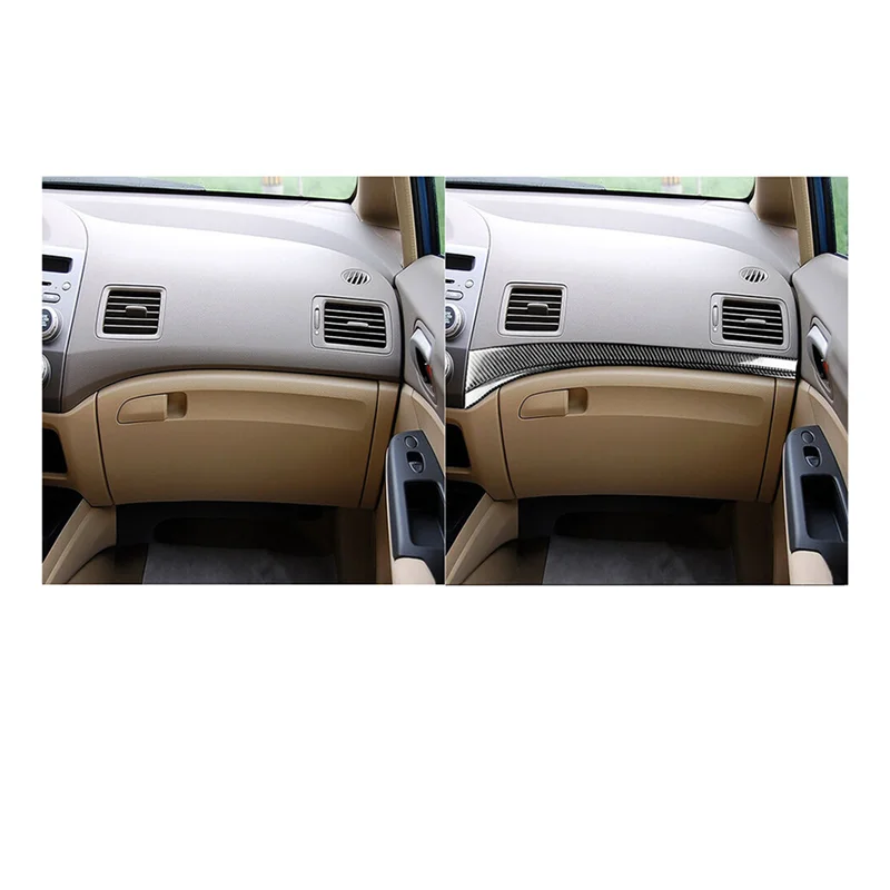 

2Pcs Carbon Fiber Accessories Passenger Dashboard Cover Trim For Honda Civic 8Th 2006-2011