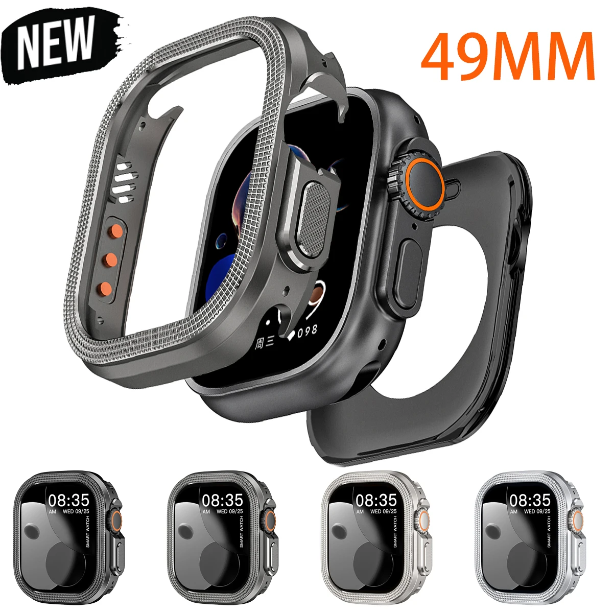 

Luxury Designer Rugged 2 in 1 Metal Case for Apple Watch Ultra 3 2 49mm Case Shockproof Protective Bumper Cover for iWatch Ultra