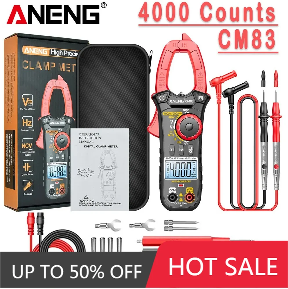 

Multimeter Clamp Meter AC/DC Current Voltage ANENG CM83 4000 Count Capacitance Voltmeter NCV Sense Ohmmeter Professional Tools