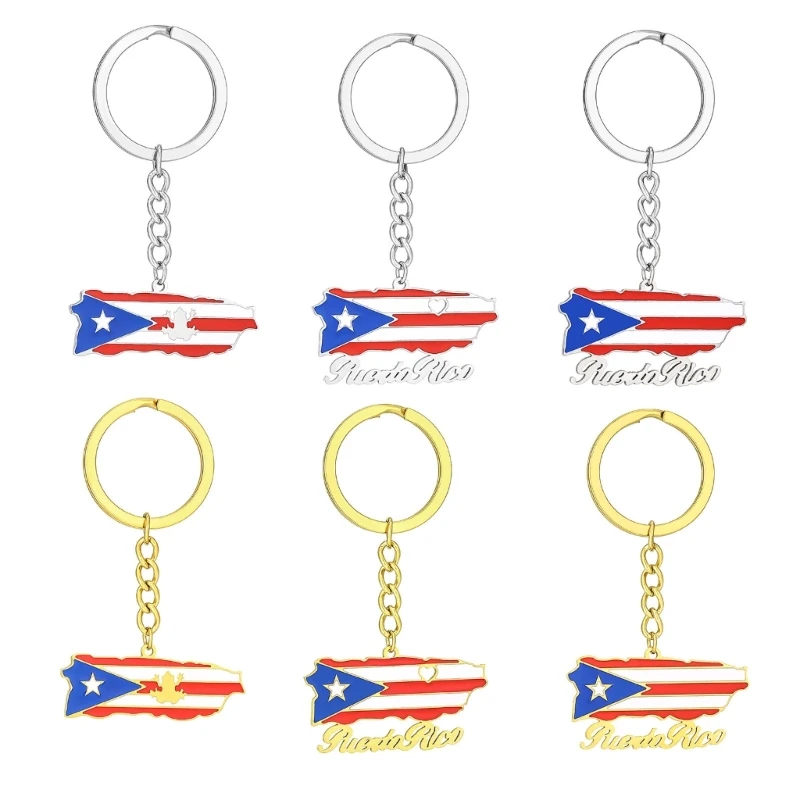 Stylish Puerto Rico Keychain Accessory Durable Keyrings Hangings Souvenir for Travelers and Fashion Enthusiasts