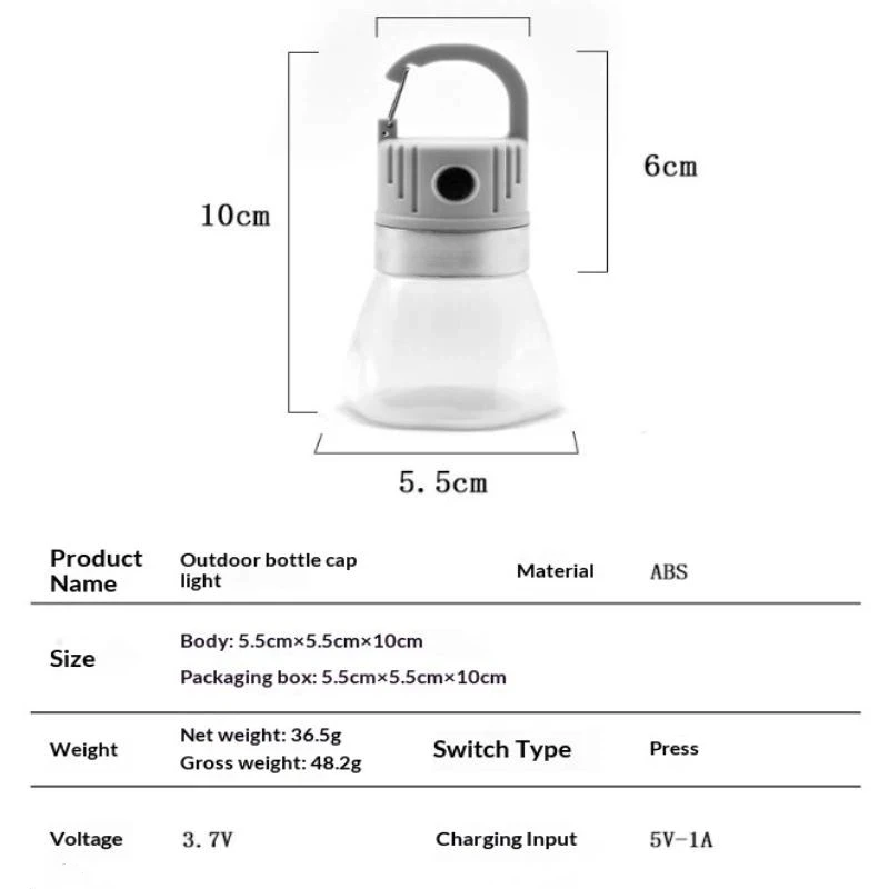 Camping Lantern Mini LED Bottle Cap Design Portable Hanging Tent Light for Outdoor Hiking Picnic Emergency