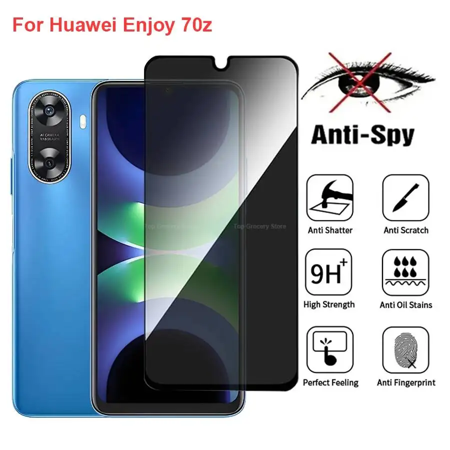 

For Huawei Enjoy 70Z Anti Spy Privacy Tempered Glass Protector Compatible For Huaweienjoy70z Full Cover Screen Phone Film