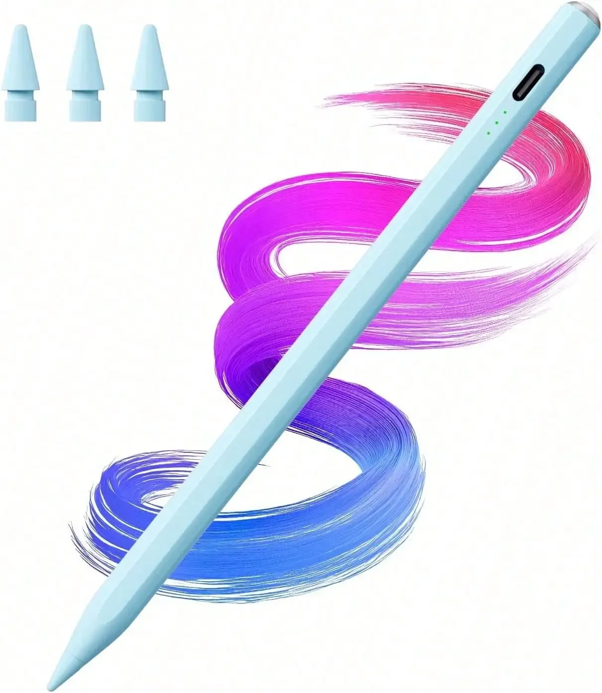 Stylus Pen for iPad(2018-2025)-2X Faster Charge with Tilt Sensitivity & Palm Rejection for iPad 11/10/9/8/7/6th Gen, Air 7/6/5/4/3/M3/M2, Pro 13"/12.9"/11"/M4, Mini 7/6/5th,Pink view 2