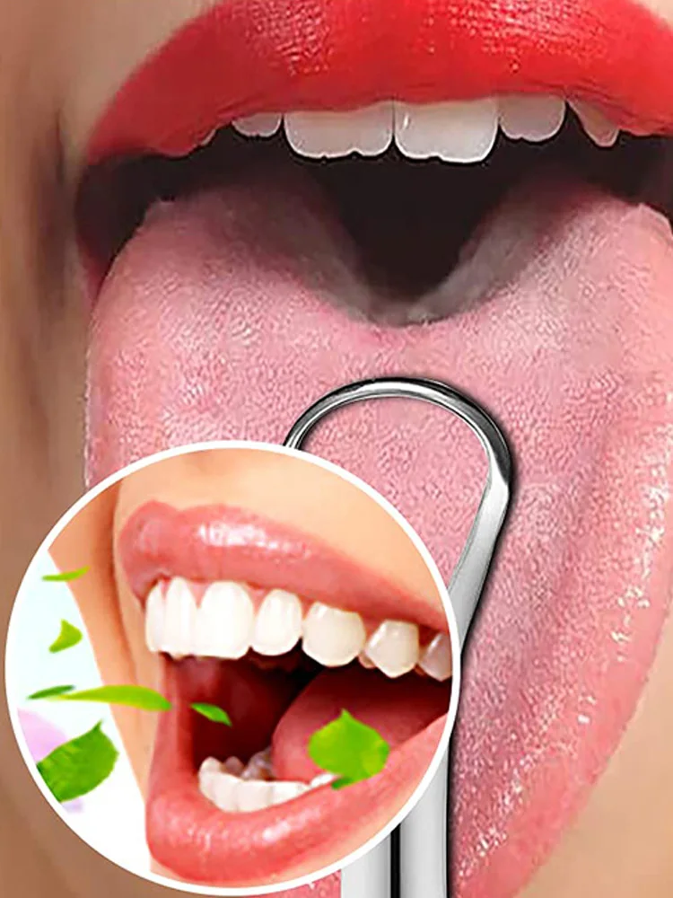 Raspadores de língua de aço inoxidável para adultos e crianças, Tongue Cleaner, Tongue Coating