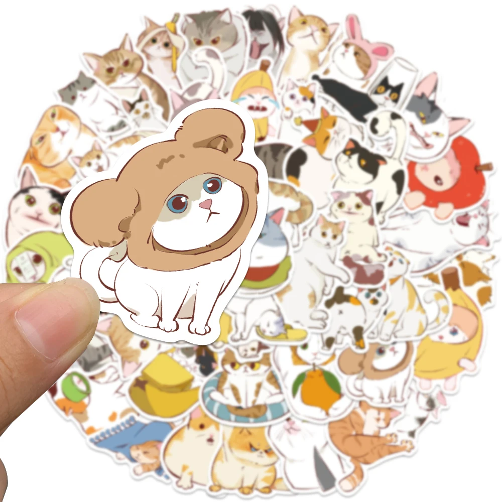 50pcs Cartoon Funny Cat Sticker For Laptop Suitcase Phone Case Scrapbook Guitar Skateboard DIY Decal Sticker Holiday Party Gift