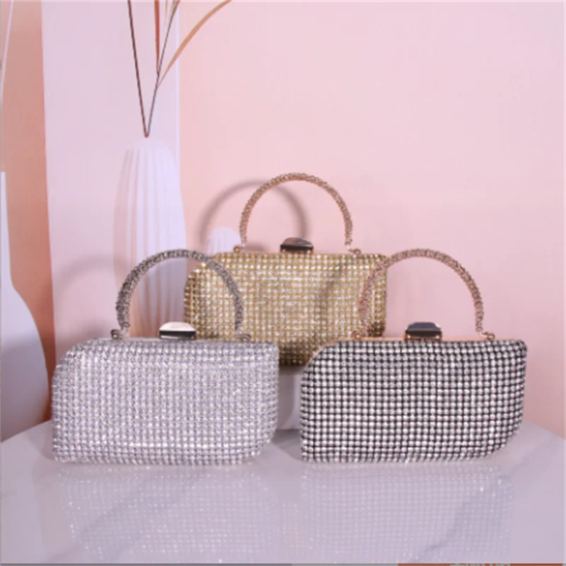 

Новинка 2025 года, блестящие женские вечерние сумки с бриллиантами, банкетный клатч, кошельки, односторонний женский кошелек, 3 цвета, Прямая доставка
