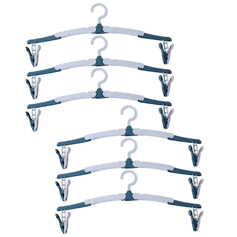 

6 PCS Clothes Drying Rack Portable Travel Hanger Hangers Foldable for Suitcase Wardrobe Folding Sky-blue