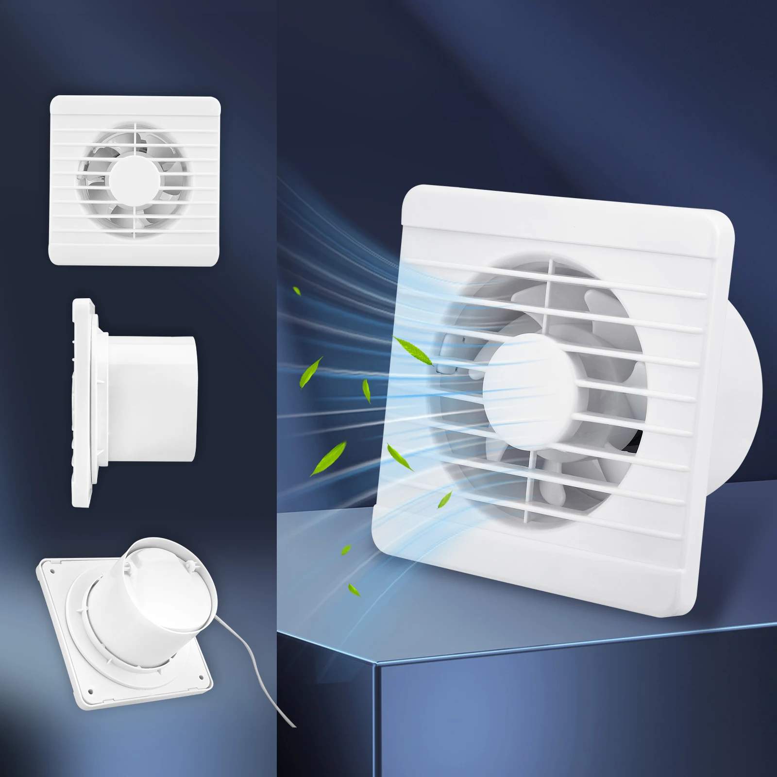 Ventilateur extracteur de salle de bain réversible de 100 mm (4 pouces), 6 vitesses, télécommande, indicateur d'état, mémoire intelligente, IPX4, silencieux, pour fenêtre, mur, plafond - Idéal pour la douche, les toilettes, le grenier