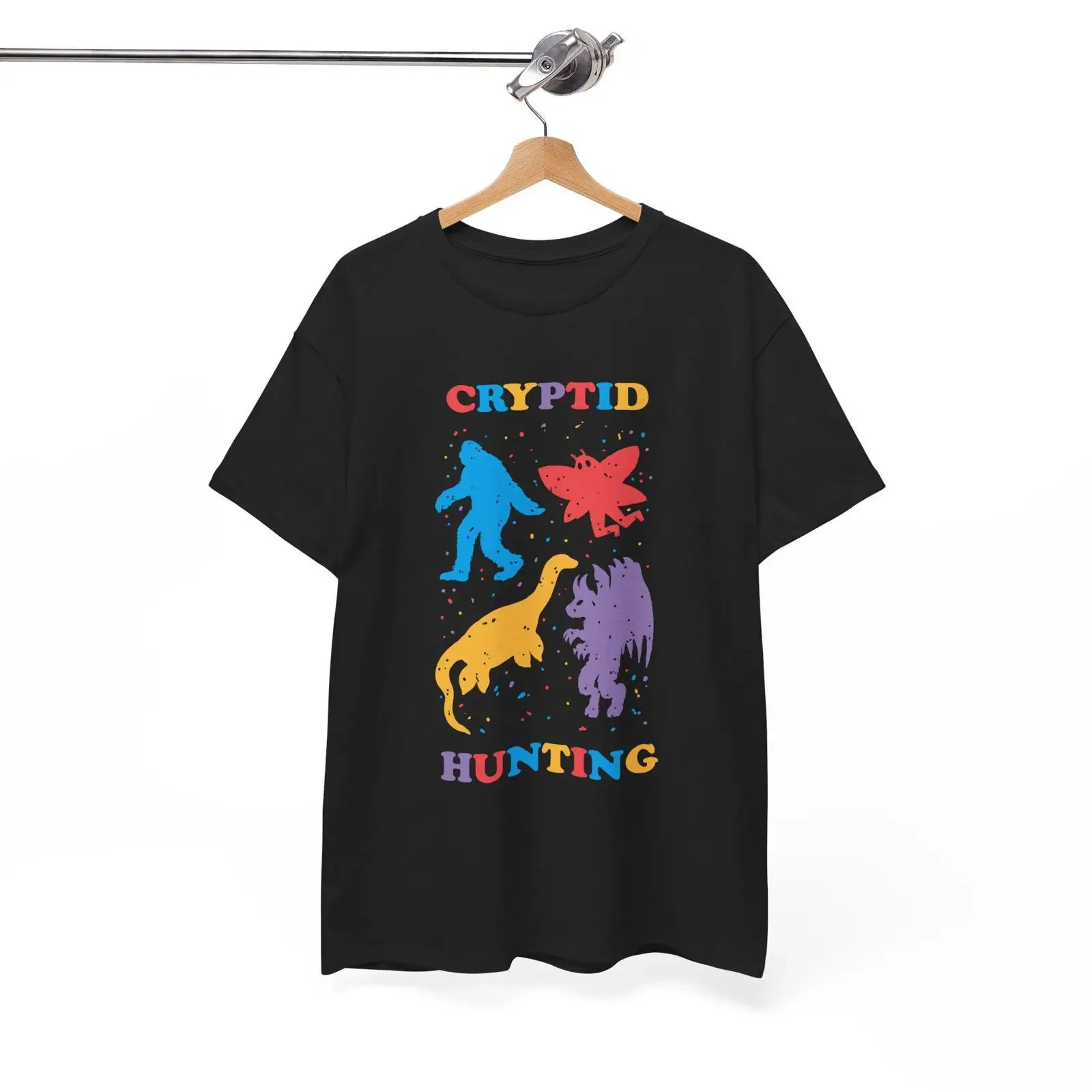 Cryptid Hunting T shirt vintage Washed Unisex Soft Stretched homme Breathable Comfortable Top For Everyday Wear graphic Casual