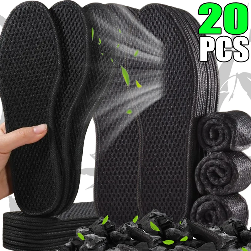 Bamboo Charcoal Deodorant Insoles Mesh Breathable Absorb-Sweat Shoe Pads Woman Men Shock Absorbing Soft Shoe Accessories