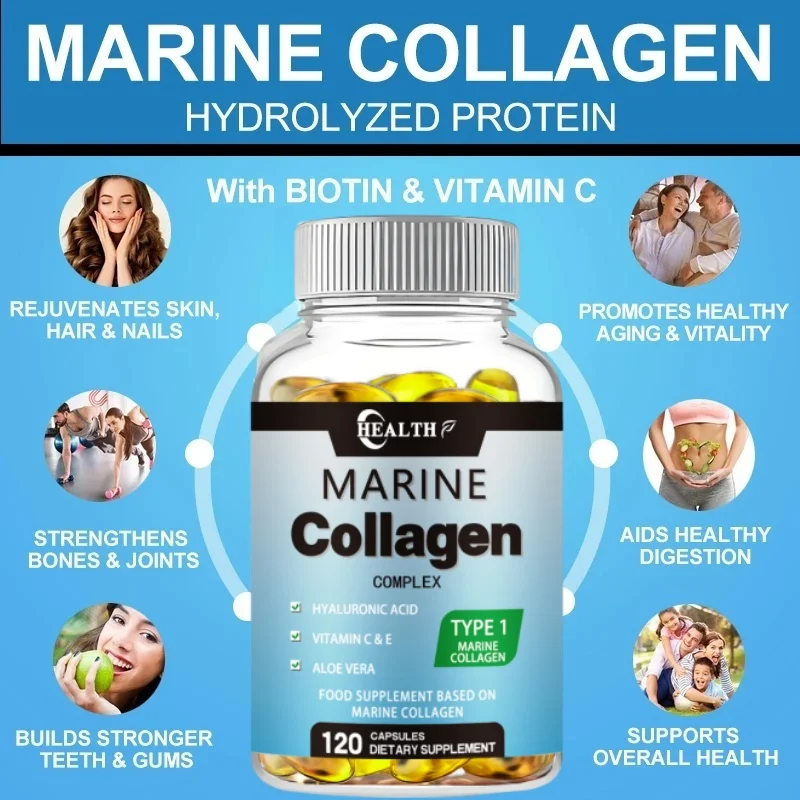 HEALTH Male and Female Vitamin Collagen - Type I, II, III, V, X Multiple Collagen Pills - Grass Feed, Non Transgenic