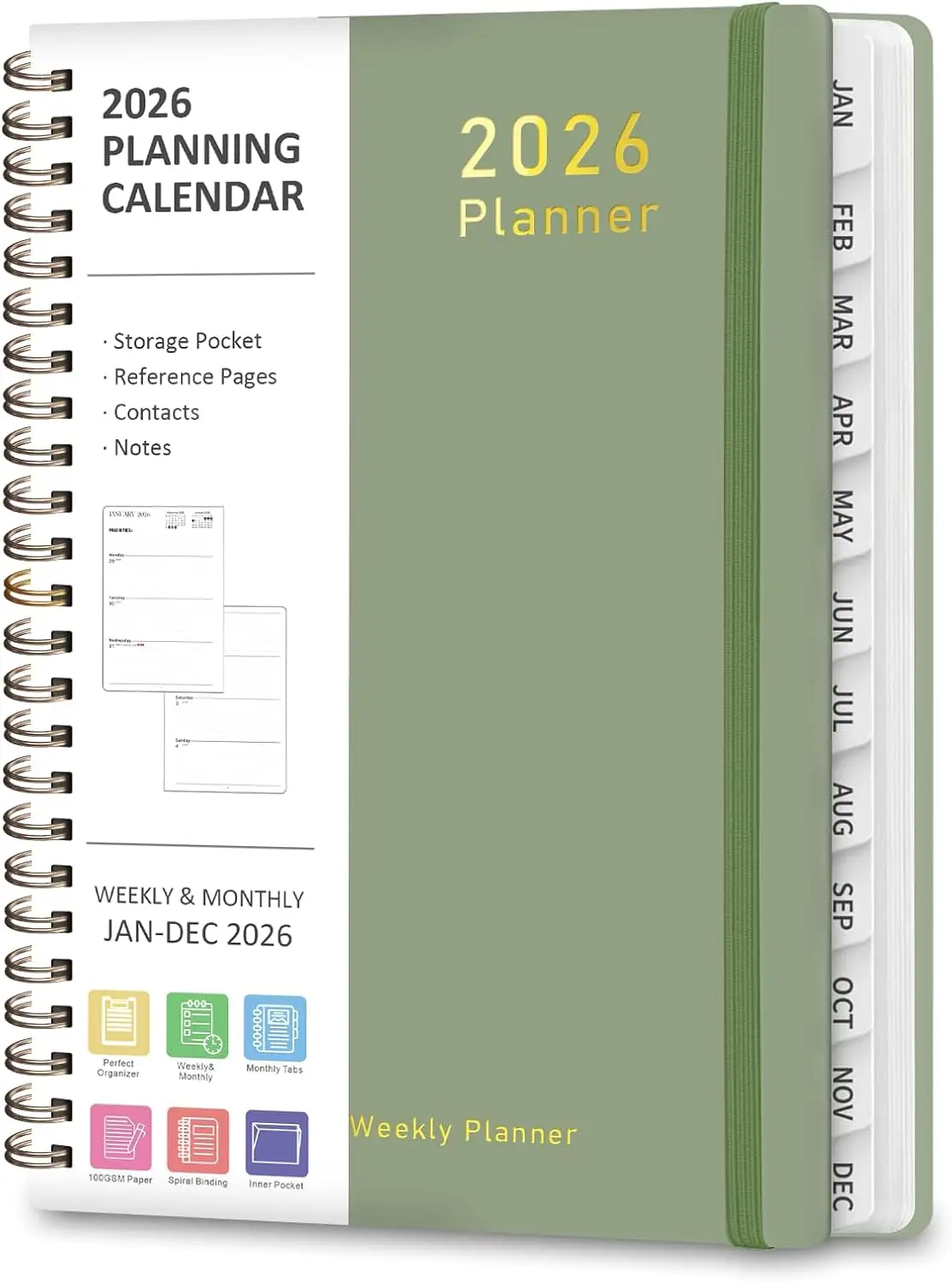 

2026 Planner, Weekly and Monthly CalenAcademic Planner, Jan 2026 - Dec 2026, Planning Agenda Book for