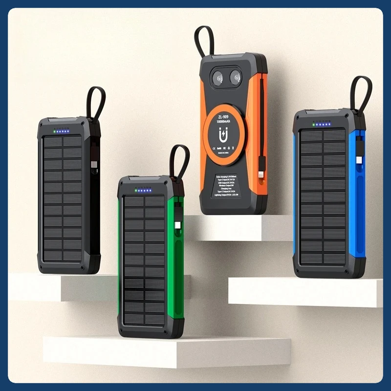 بنك طاقة شمسي مغناطيسي 20000 مللي أمبير في الساعة بطارية خارجية 15 وات شاحن لاسلكي Magsafe سريع لهاتف iPhone 16 Samsung S24 Xiaomi Powerbank