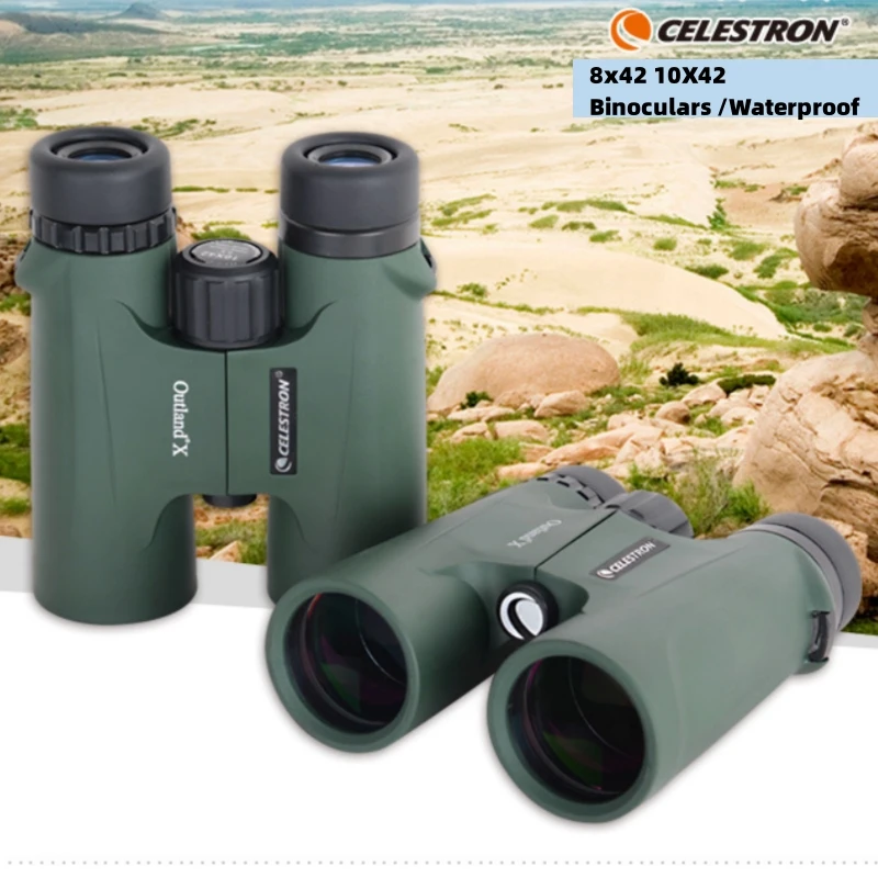 Celestron Outland X 10X42 Green Binoculars Waterproof & Fogproof Binoculars for Adults Multi-Coated Optics and BaK-4 Prisms