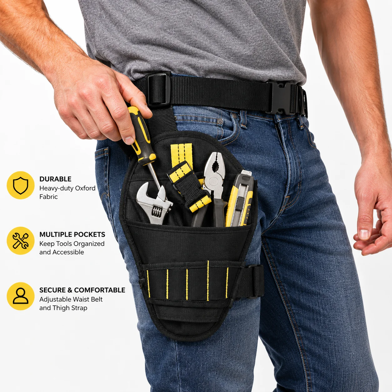 Cordless Drill Holster Single Hook with Metal Clip Easy Attachment Power Tool Holster for Workshop Garage Or Home Use