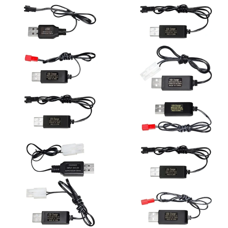 2024 New USB Cable for 3.6V 4.8V 6V 7.2V LiPo & Lithiums Batteries,with SM2P/JST/KETPlug RemoteControl Toy