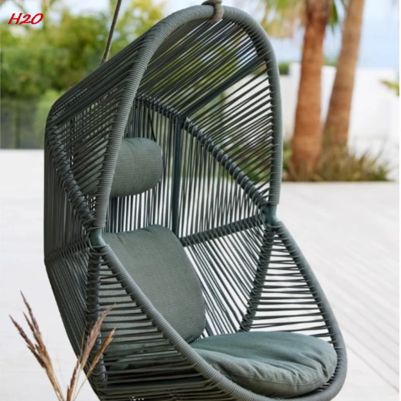 H2O Outdoor Swing Leisure Courtyard Garden Villa Hotel Net Red Bird\'s Nest Rattan Deck Chair Hanging Basket Hanging Chair