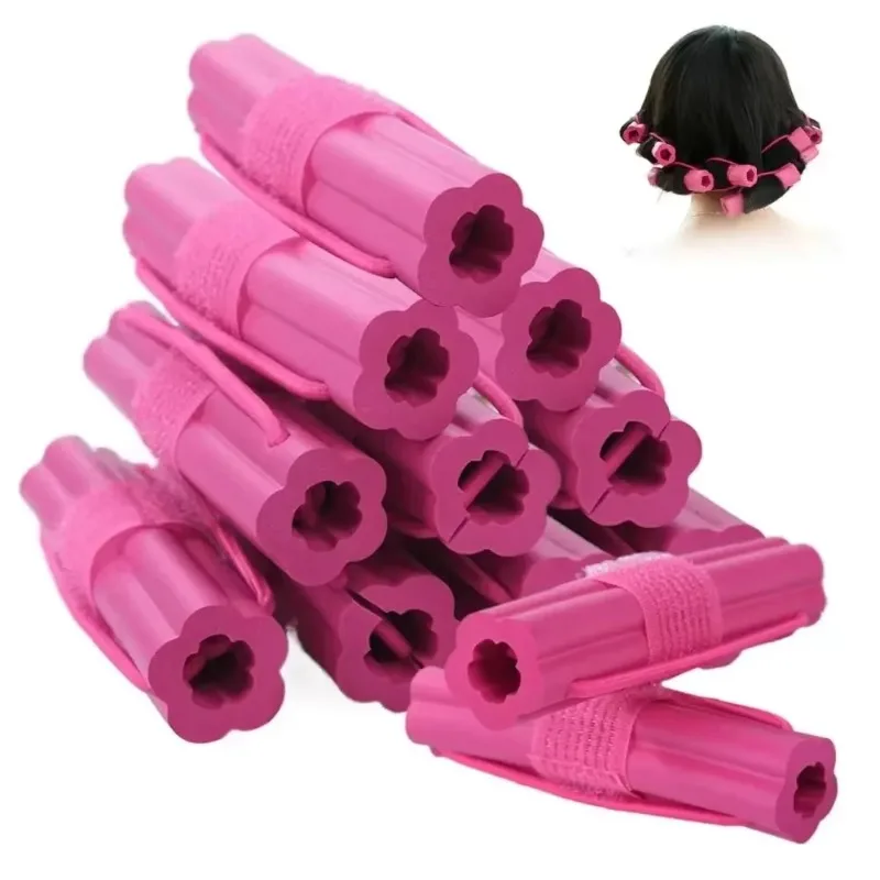 6Pcs Self-adhesive Hair Curler DIY Wavy Hair Rollers Soft Flower Shape Magic Foam Sponge Hair Curling Styling Barber Accessories