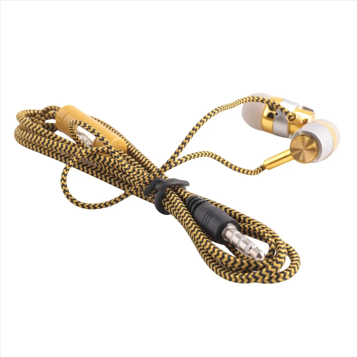 A10I H-169 3.5mm MP3 MP4 Wiring Subwoofer Braided Cord, Headphones with Wheat Wire Control(Golden)
