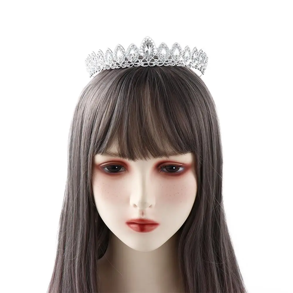Princess Wedding Jewelry Alloy Headband Silver Color Crystal Bridal Tiara Headwear Hair Crown Ornaments