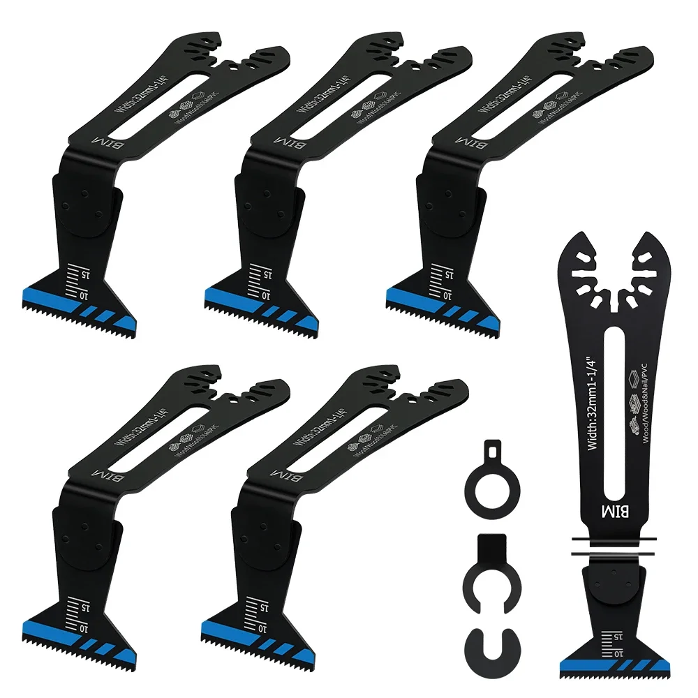 BRSCHNITT Universal Bi-Metal Oscillating Saw Blades 90° Reach Multitool for Wood PVC Compatible with Oscillating Tools