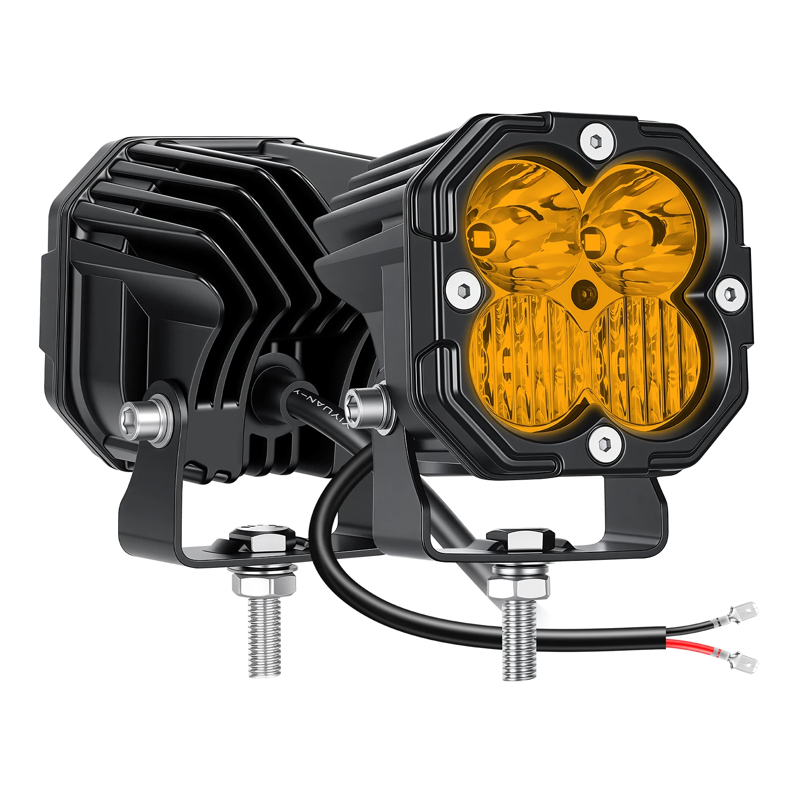 1 x 3'' 30W Bernstein/Gelb/Weiß 3-Farben-Würfel-LED-Pod-Licht, Spot- und Flutlicht-Kombinationsstrahl Offroad-Fahrlampe für UTV SUV Motorrad – Detail 19