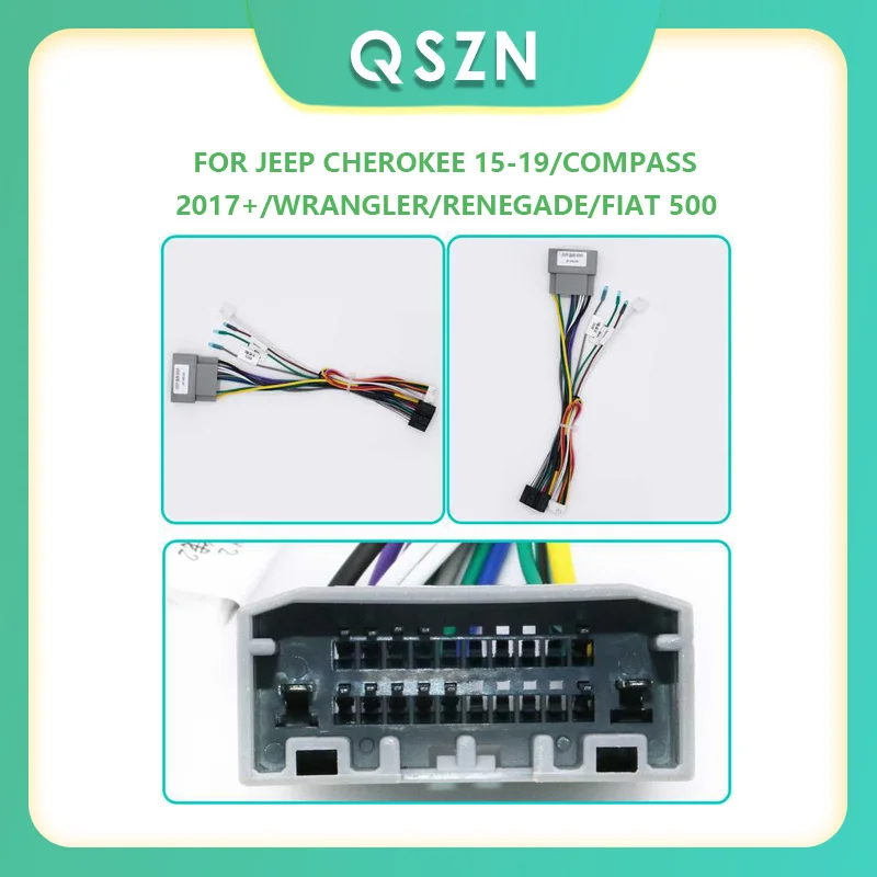 

16Pin Android Wiring Harness USB Cable With Canbus For Jeep Cherokee 15-19/Compass 2017+/Wrangler/Renegade/Fiat 500 car radio