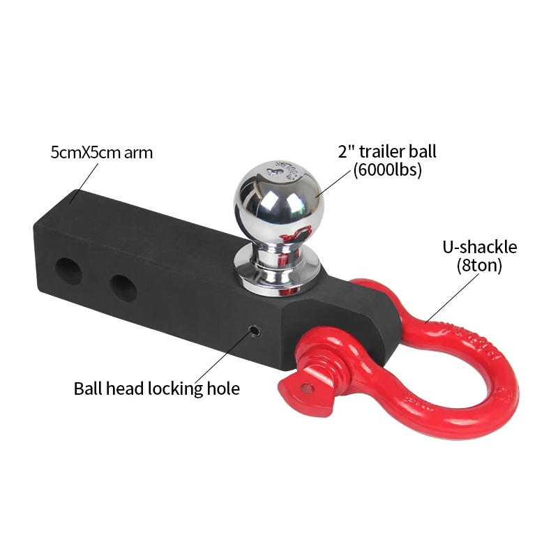 2-Inch Receiver Steel Rear Trailer arm with U-Shaped Shackle Ball Mount Hitch & Trailers Hitch Ball Accessories