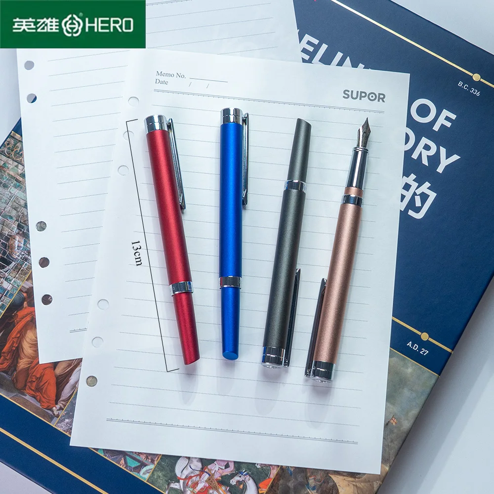 

Premium Fountain Pen 2PCS 0.5mm Stainless Steel Iridium Nib for Smooth Writing Available in 4 Vibrant Colors Hero 8203 School