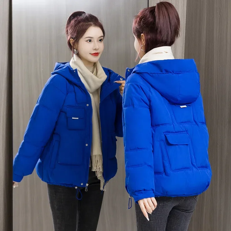 2023 New Winter Jacket Women\'s Thicken Overcoat Parka Hooded Down Cotton Padded Coat Bread Clothes Korean Loose Casual Parkas