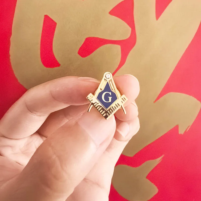

100pcs 18mm tall Masonic Square and Compass Rhinestone Compasses free masons pins freemasonry badge Freemason Lapel Pin