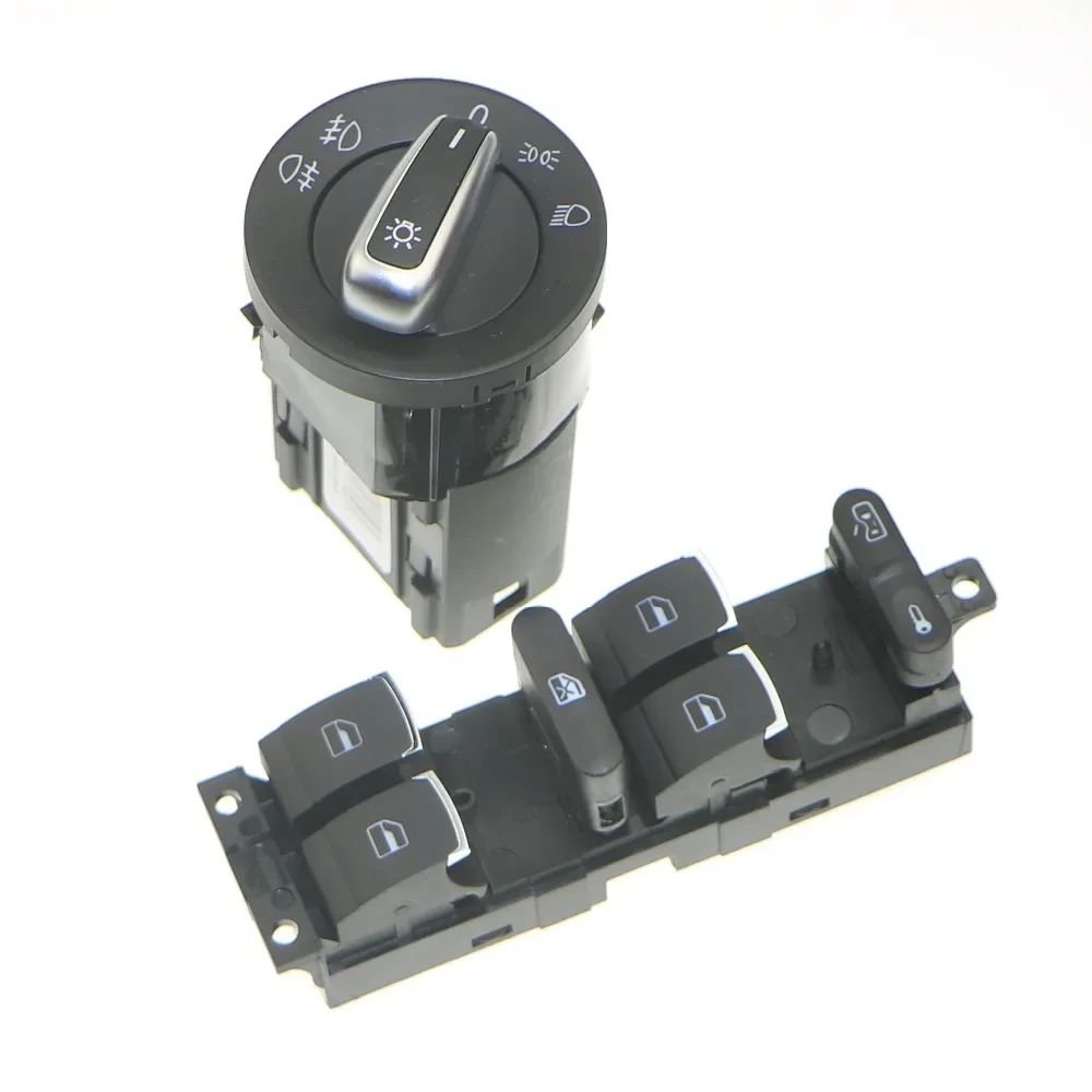 

SJACCM Chrome Car Headlamp Switch + Window Master Button 3BD 959 857 For VW Bora Golf Jetta MK4 Passat B5 B5.5 3BD 941 531 A