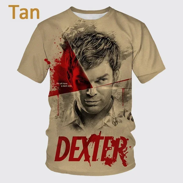 Summer Dexter 3D Printing Men\'s Short-sleeved T-shirt Top New Personality Hip-hop Fashion Unisex Casual Round Neck T-shirt