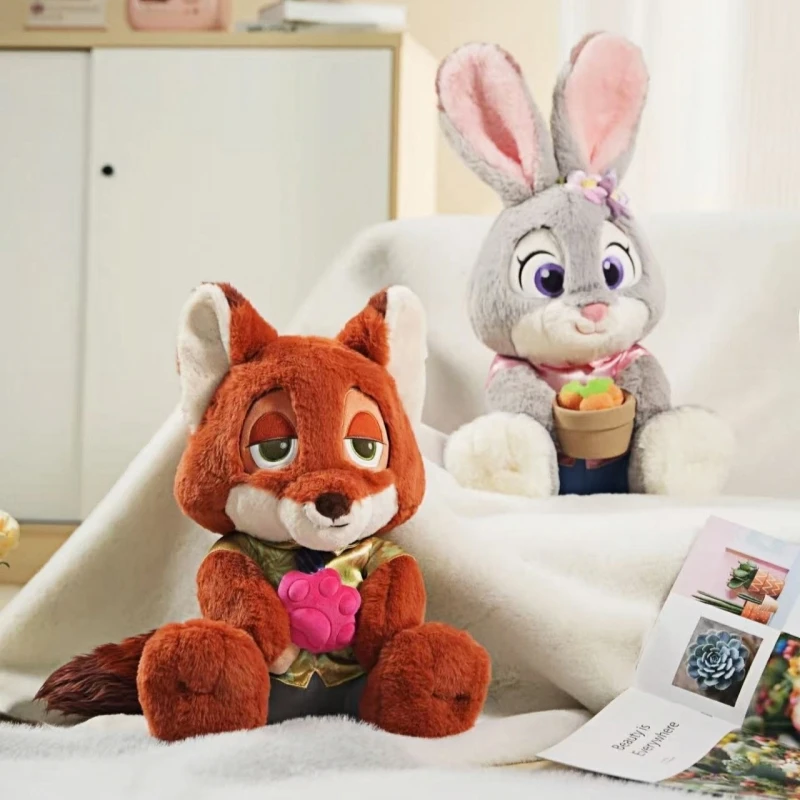 Serie Zootopia Judy y Nick muñecos de peluche juguete suave zorro conejo Kawaii decoración de habitación almohada rellena regalo para niñas