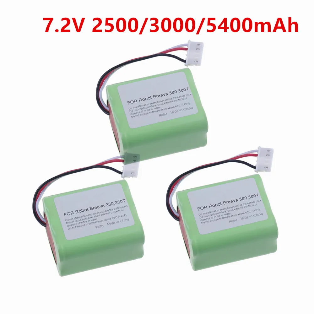 7.2V NI-MH 5400mAh 3000mAh 2500MAH Battery for iRobot Roomba Braava 380 380T Mint 5200c