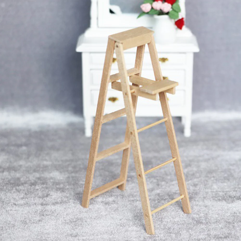 Simulation Ladder Mini Garden Ladders Models Decor House Miniature Wooden Desktop Ornament