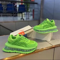 Männer Chunky Sneakers Mode Lässig Mikrofaser Leder Mesh Atmungsaktive Höhe Erhöhte Flache Plattform Luftpolster Laufschuhe
