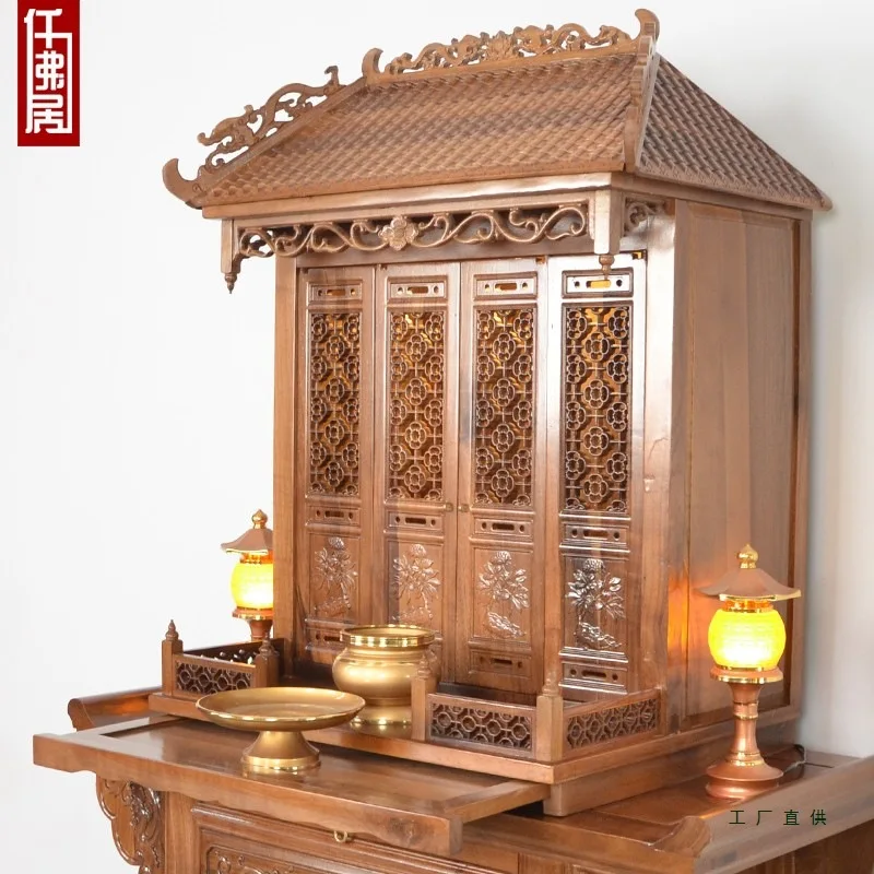 Small Buddhist shrine, shrine with door, wall-mounted shrine cabinet, incense for domestic use, ancestral plaque, shrine, ancest