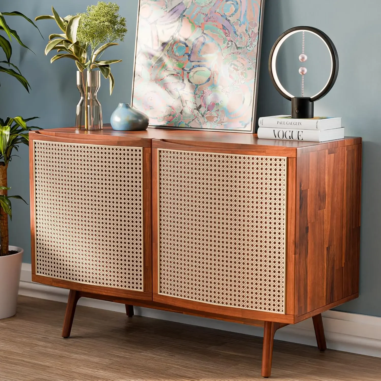 Elegant Curved Entryway Table with Storage - Soft-Close Doors | Nancy Style Sideboard in Dark Chocolate