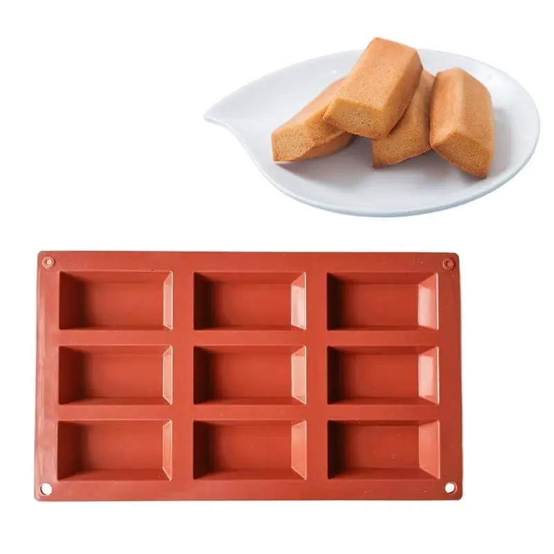 9 Cavities Financier Cake Mold Handmade Silicone Non-Stick Bread Cake Biscuit Baking Molds DIY Kitchen Cake Pudding Brownie