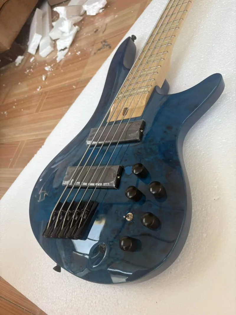 Factory 5-string bass, maple fan-shaped fretboard, luminous inlay, body with tree blemish veneer, solid wood quality, free deliv