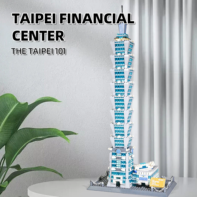 WG5221 Famous Chinese City Architecture Series Taipei Financial Center 101 Building Small Particle Assembly Toy Bricks Boy Gifts