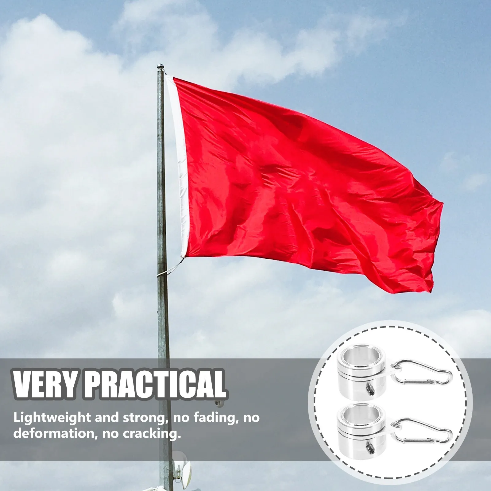 2Pcs Strong No Fade No Deform Aluminum Alloy Flag Pole Ring Rotating Mounting Fastener for Flags Anti Winding Flagstaff Tool